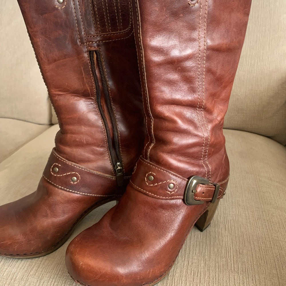 Brown leather boots